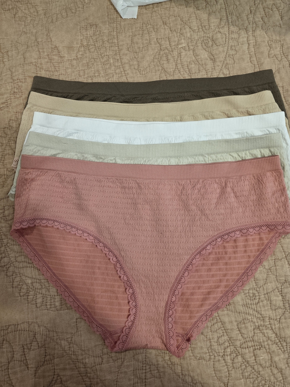 Five-Pack Women's Cotton-Blend Bikini Panties - Dusty Rose & Neutrals